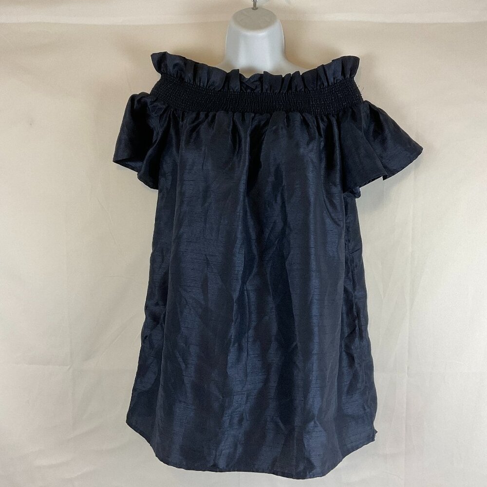 Keepsake Dress XS Navy Blue Ruffle Off Shoulder Short Sleeve Shift Revolve